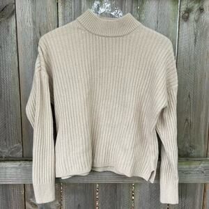 Madewell Sweater Recycled Cashmere Rib Knit Mock Neck Cropped Small